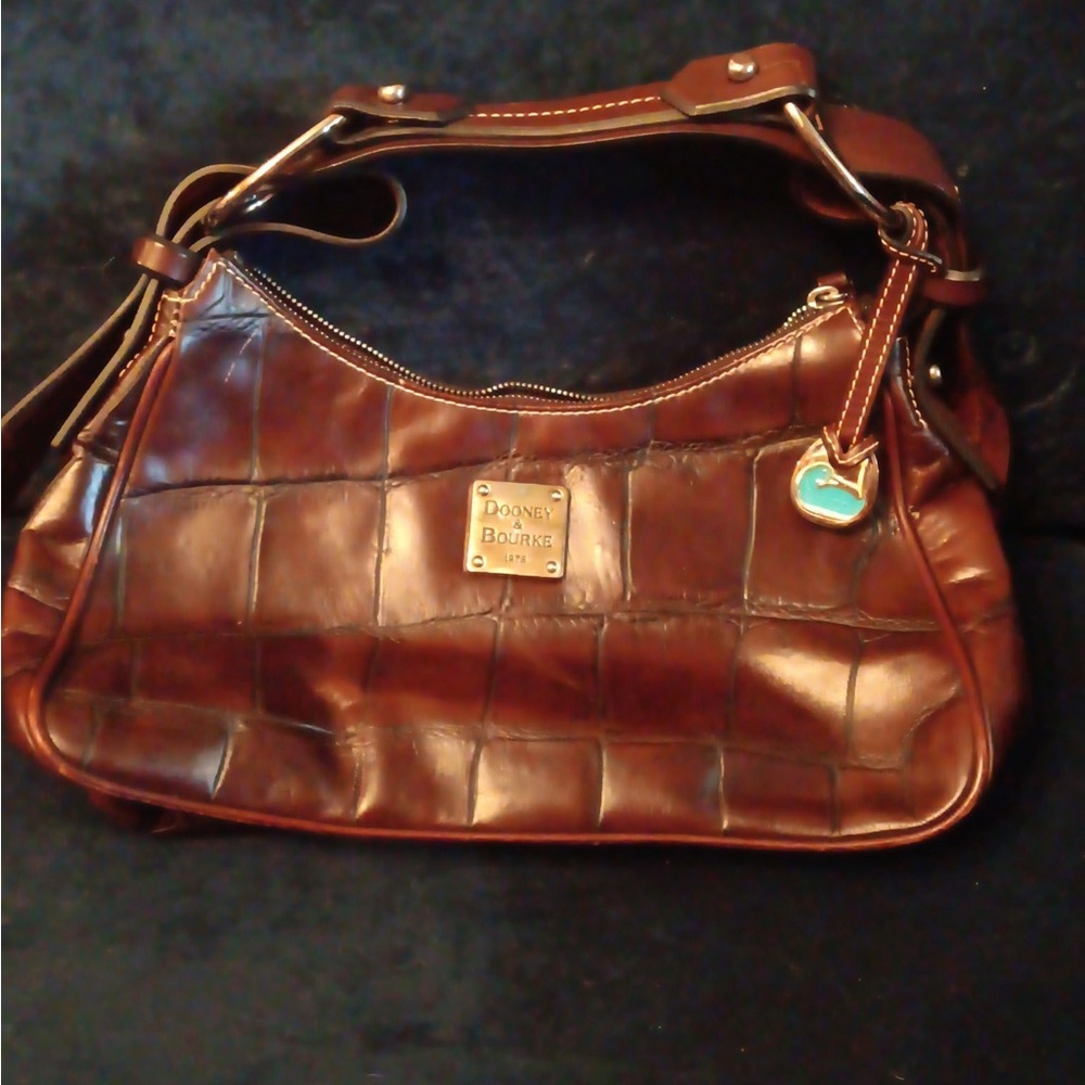 Dooney & Bourke Chestnut Brown Patchwork Leather Shoulder Bag